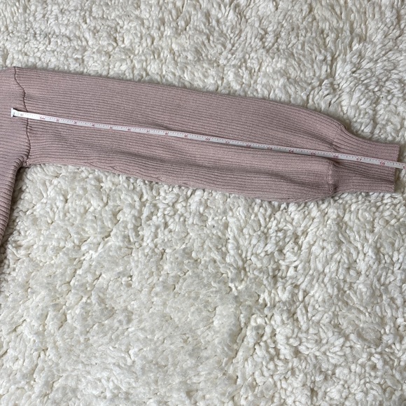 Beige Deep V Cross Over Tie Up Sweater Puff Sleeve IK10 - Picture 6 of 9